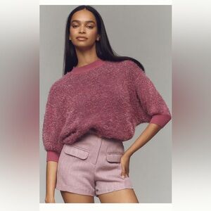 THE VIOLETTA SHORT-SLEEVE TINSEL SWEATER BY MAEVE